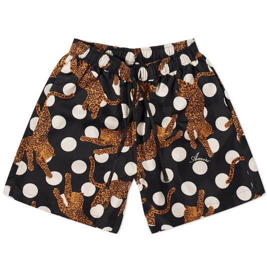 Leopard Polks Silk Shorts