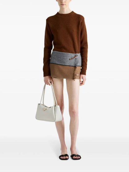 Two-Tone Cashmere Mini Skirt