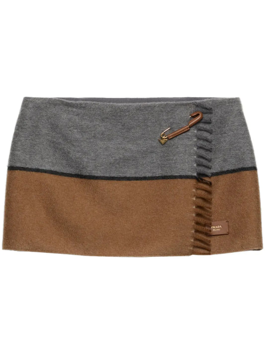 Two-Tone Cashmere Mini Skirt