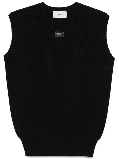 Sleeveless Fine-Knit Top