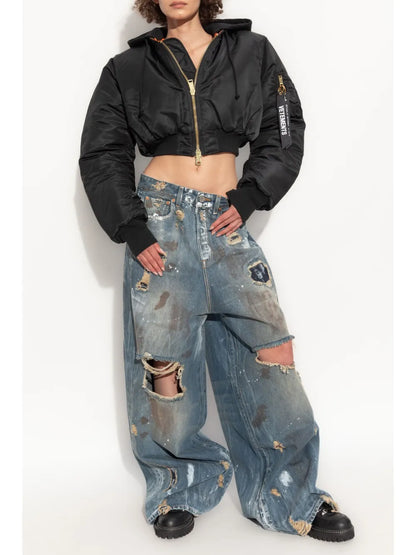 Cropped Bomber Jacket