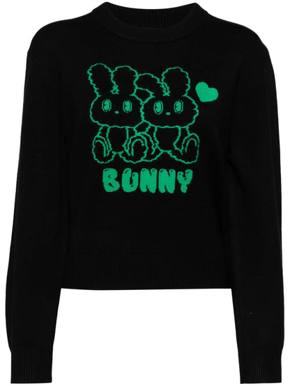 Graphic-Print Round Neck Jumper