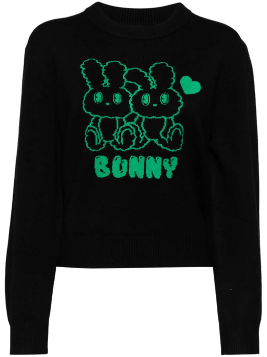Graphic-Print Round Neck Jumper