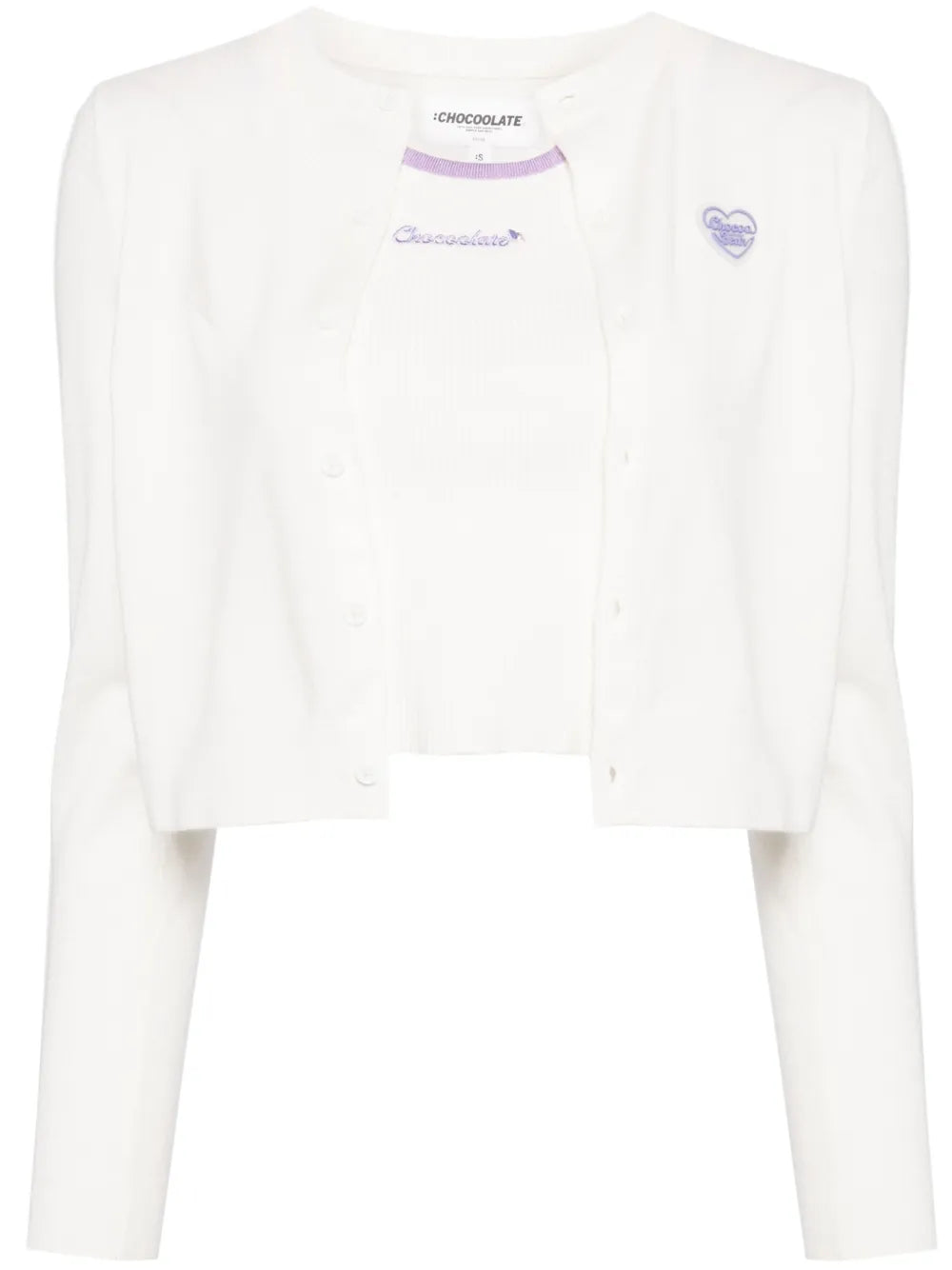 Heart-Patch Cardigan Top (Set Of Two)