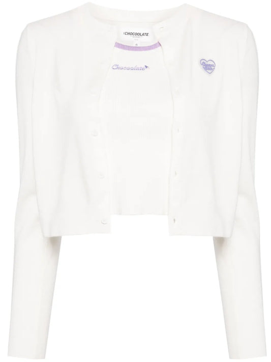 Heart-Patch Cardigan Top (Set Of Two)