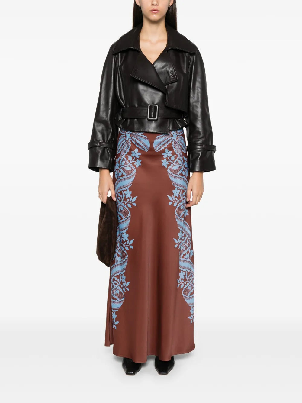 Mix-Print Midi Skirt