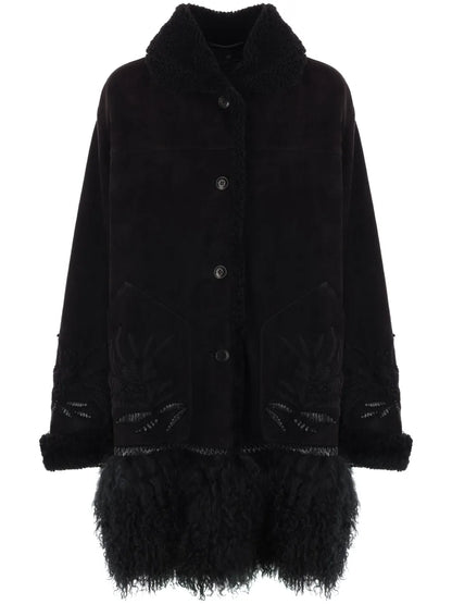 Embroidered Shearling Coat