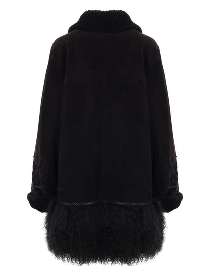 Embroidered Shearling Coat