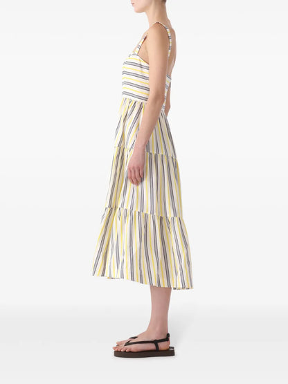 Striped Tiered Midi Dress