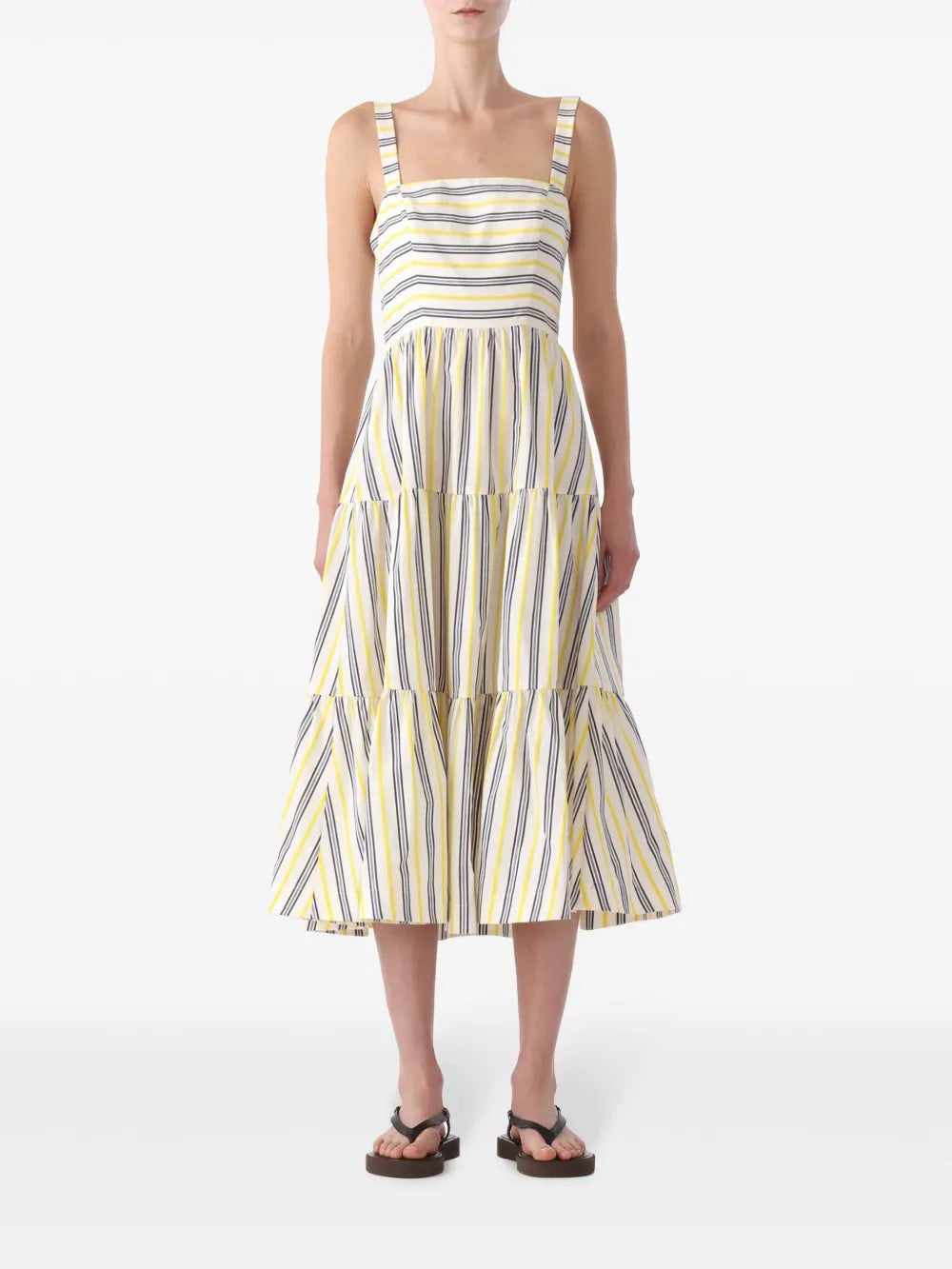 Striped Tiered Midi Dress