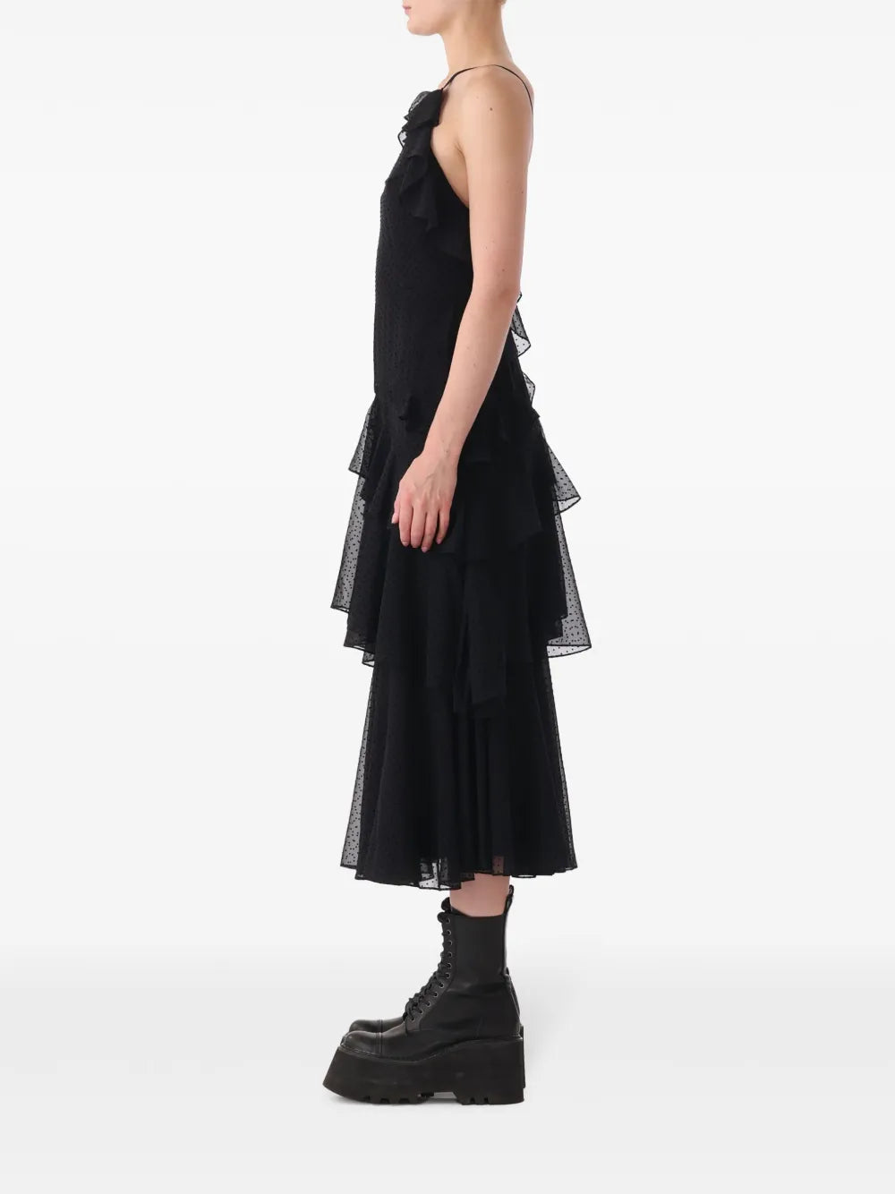 Ruffle-Detail Midi Dress