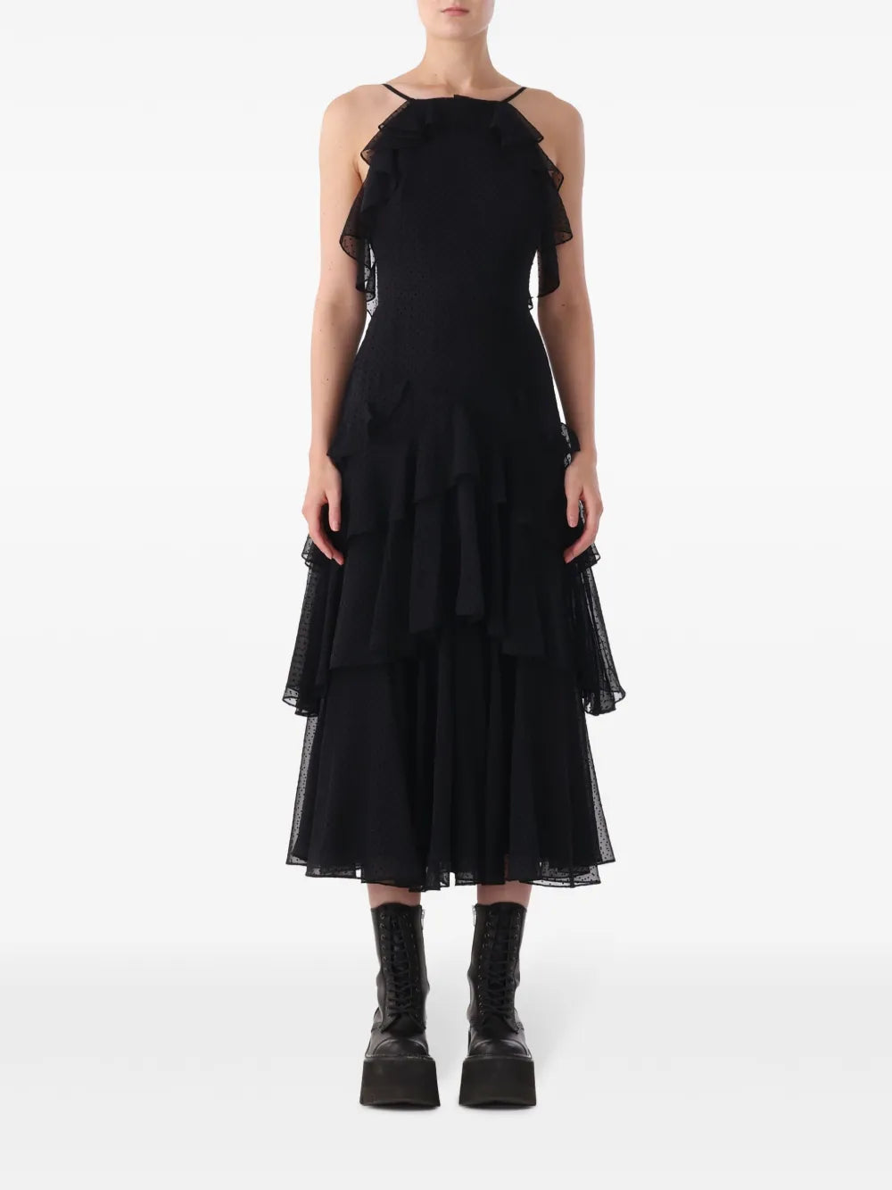 Ruffle-Detail Midi Dress