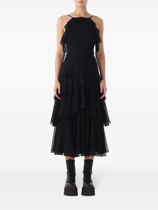 Ruffle-Detail Midi Dress