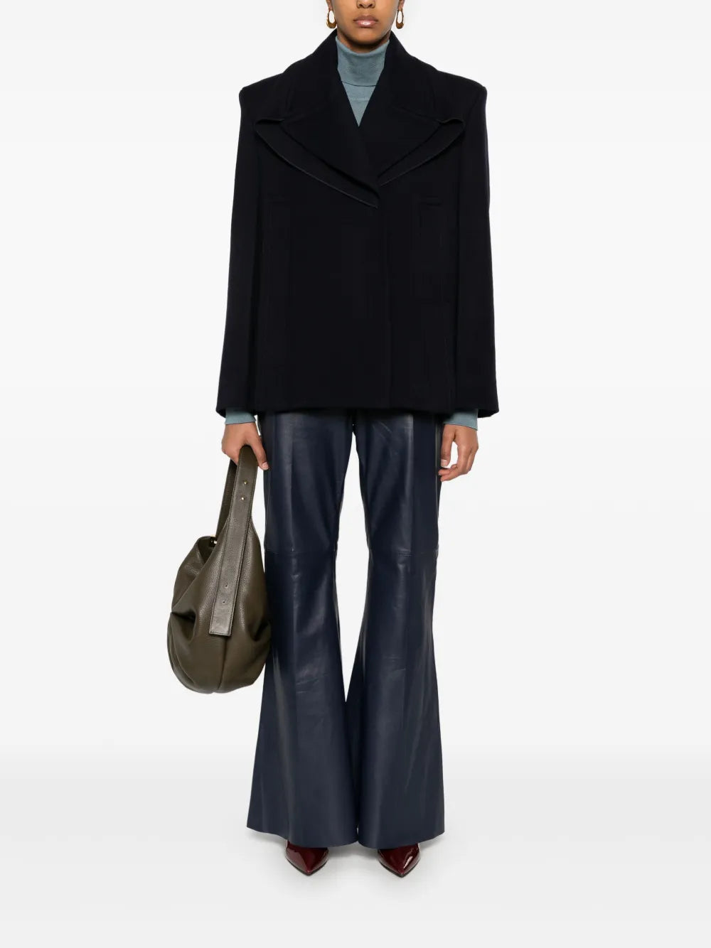 Pointed-Shoulder Peacoat