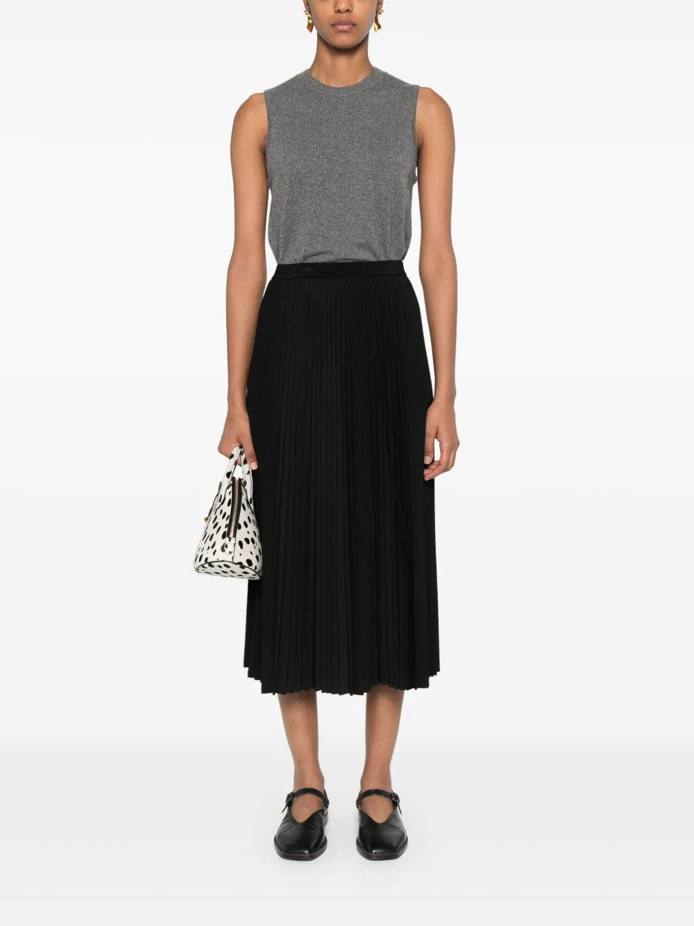 Pleated Poplin Midi Skirt