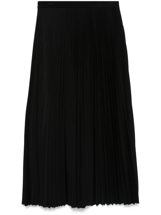 Pleated Poplin Midi Skirt