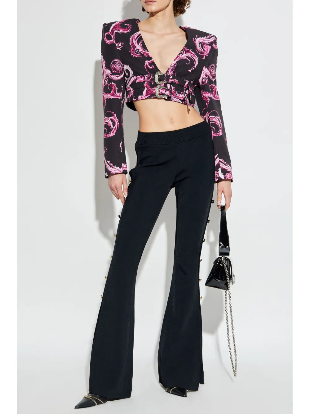 Baroque-Print Cropped Jacket