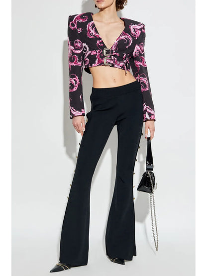 Baroque-Print Cropped Jacket