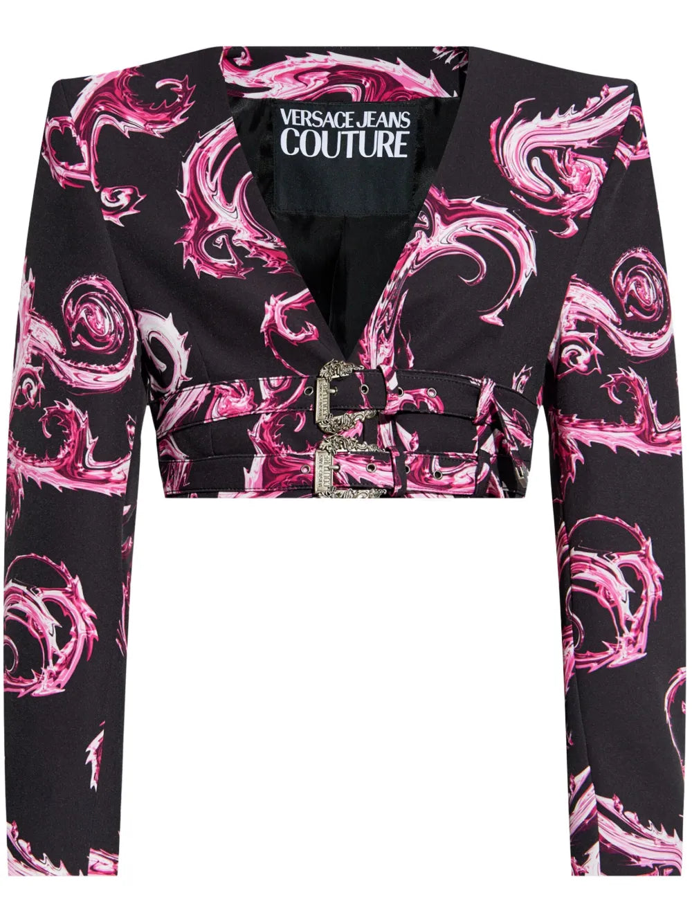 Baroque-Print Cropped Jacket