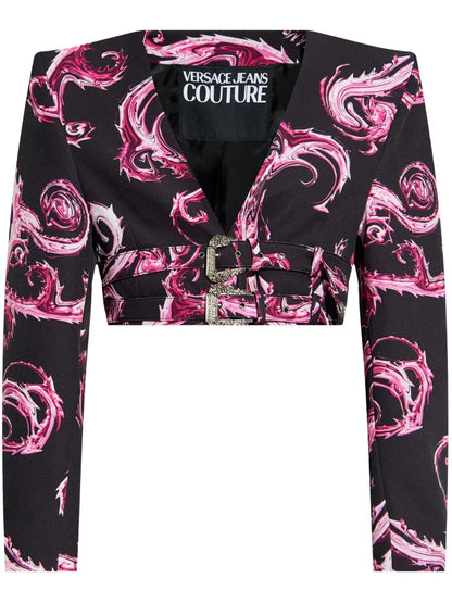 Baroque-Print Cropped Jacket