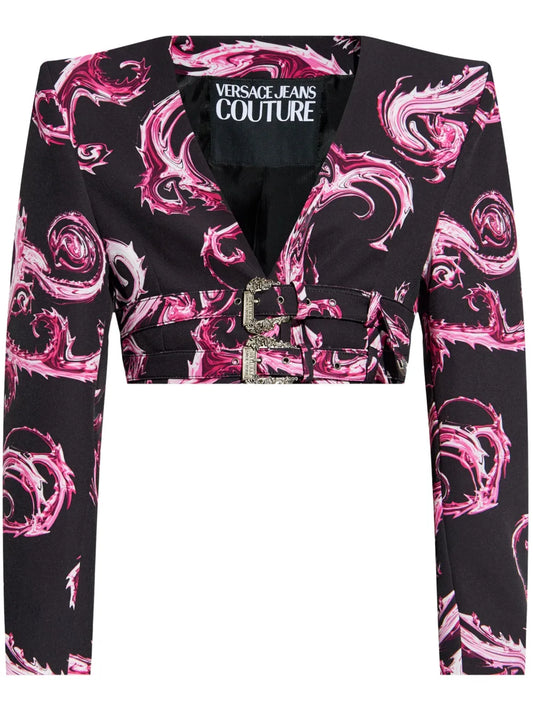 Baroque-Print Cropped Jacket