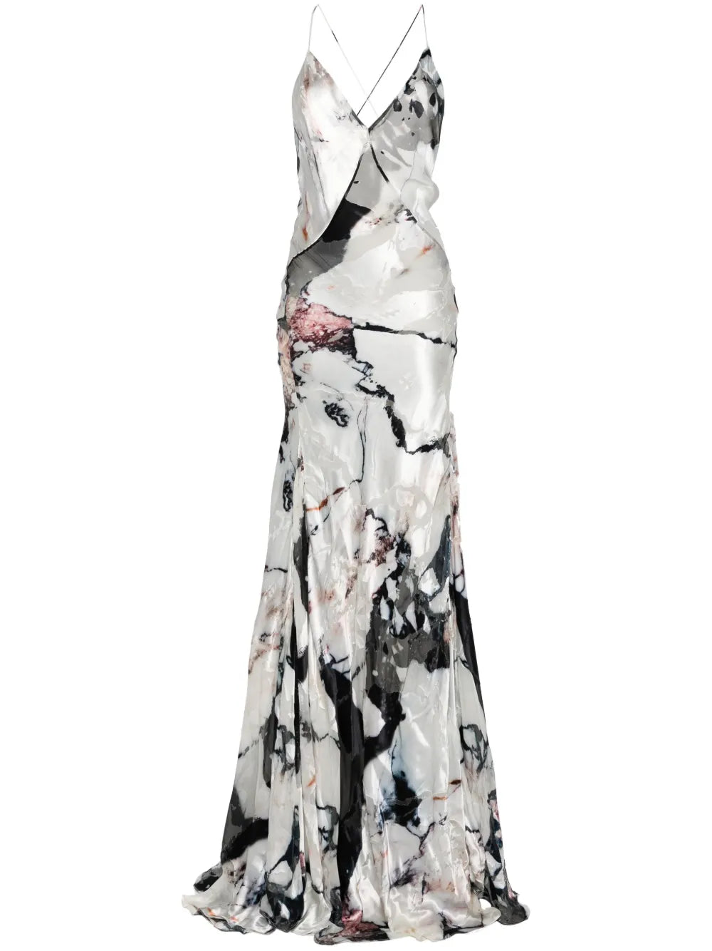 Marble-Pattern Maxi Dress