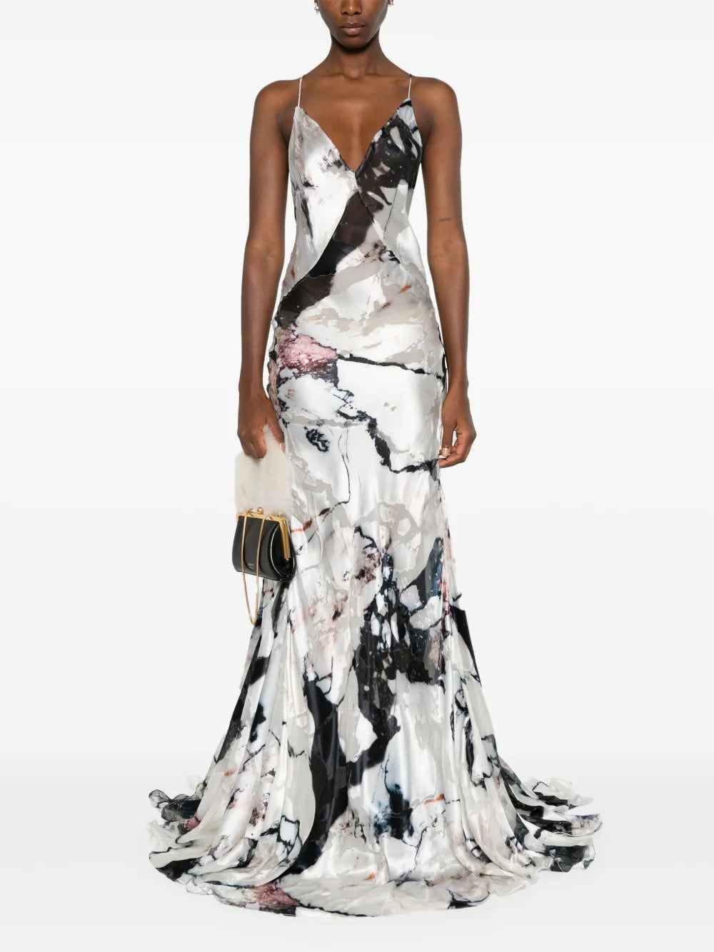 Marble-Pattern Maxi Dress
