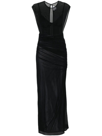Flocked-Logo Maxi Dress