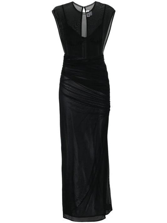 Flocked-Logo Maxi Dress