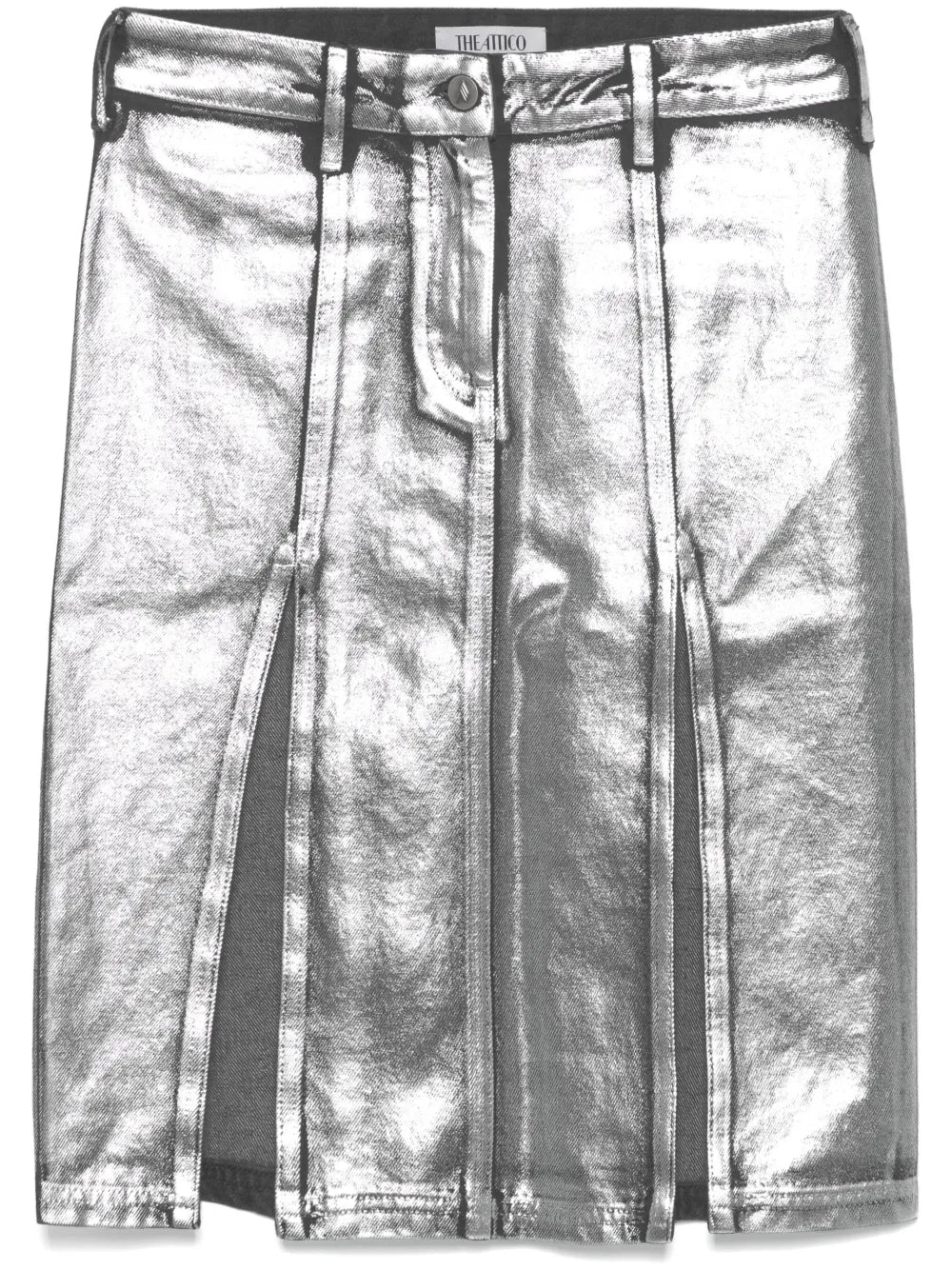 Coated Denim Midi Skirt