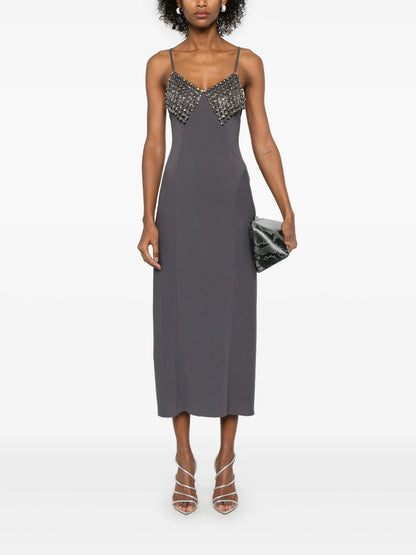 Crystal-Detail Midi Dress