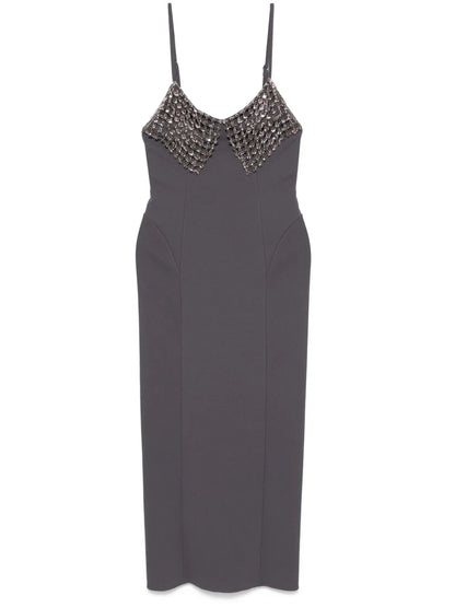 Crystal-Detail Midi Dress