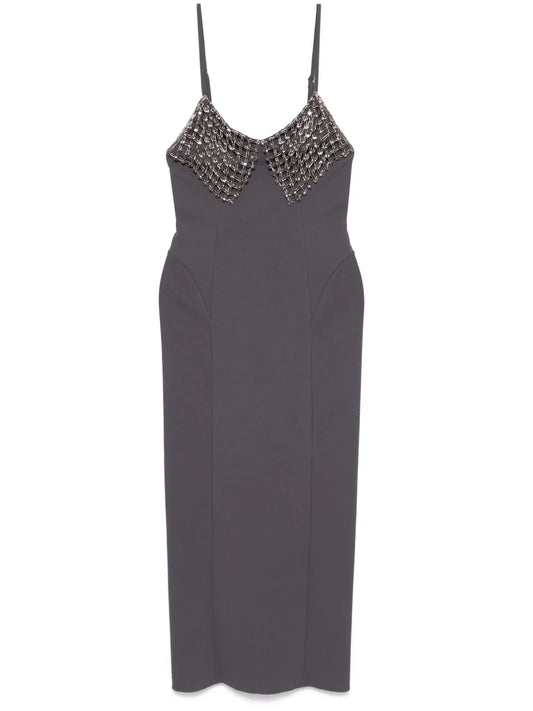 Crystal-Detail Midi Dress