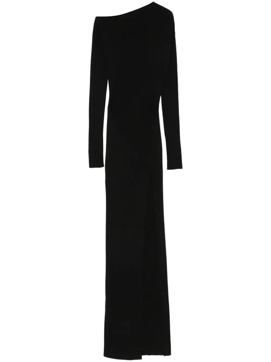 Asymmetric Fine-Knit Midi Dress
