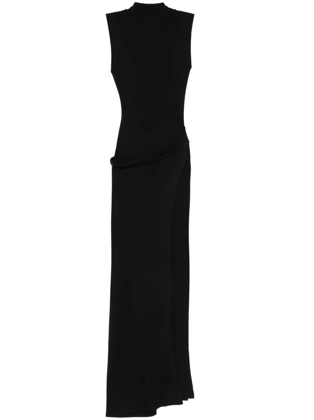 Attached-Scarf Midi Dress