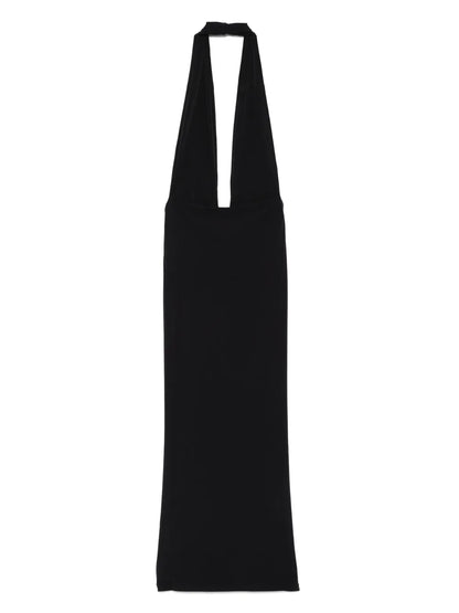 Orbit-Detail Halterneck Maxi Dress