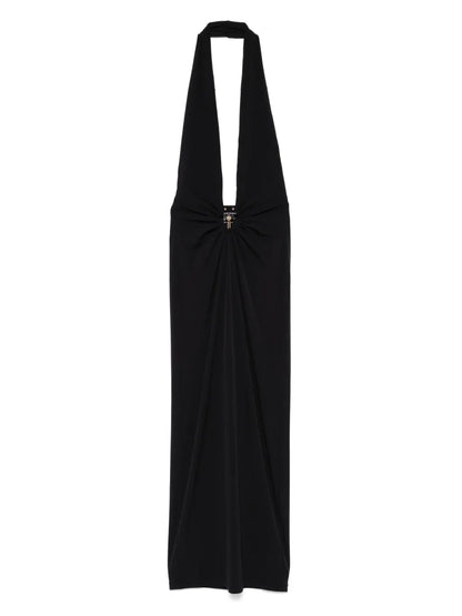 Orbit-Detail Halterneck Maxi Dress