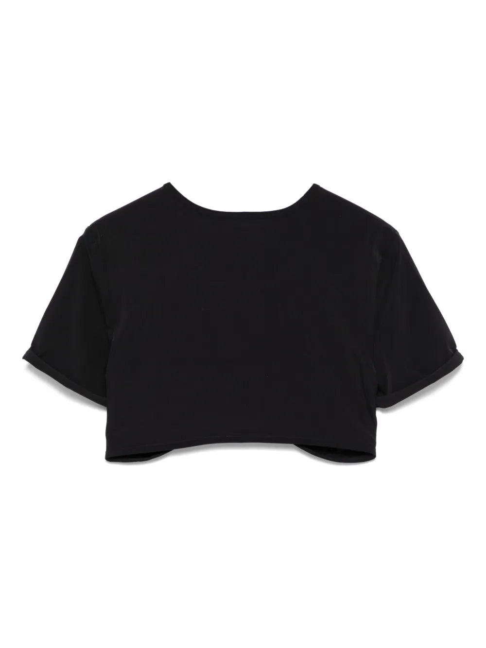 Ruched Orbit-Detail Crop Top