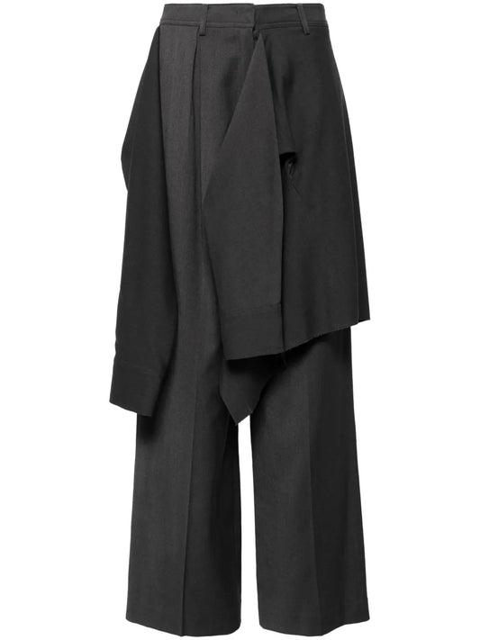 Layered Shirt Raw-Edge Cut Pants