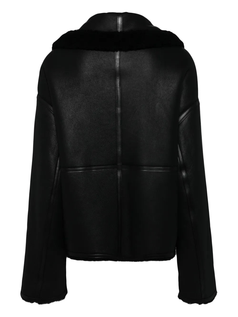 Shearling-Lined Aviator Leather Jacket