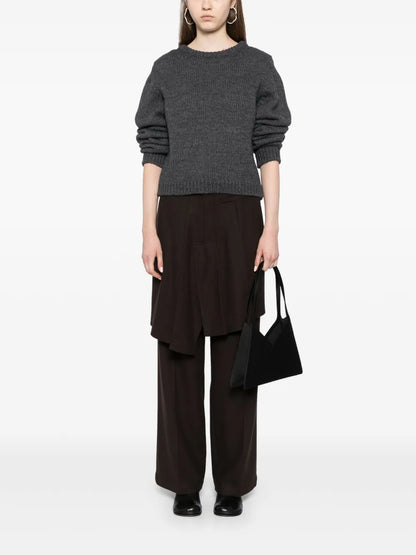 Asymmetric Pleats Detailed Straight Pants