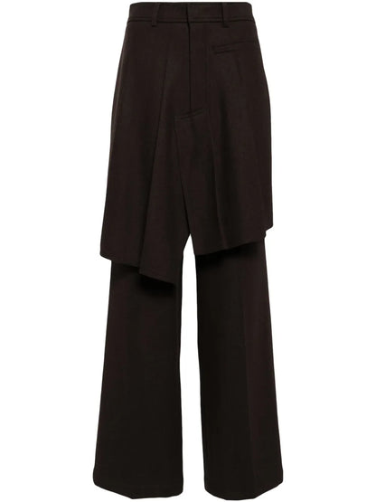 Asymmetric Pleats Detailed Straight Pants