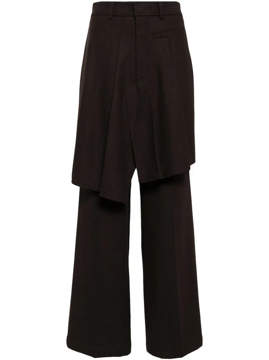 Asymmetric Pleats Detailed Straight Pants