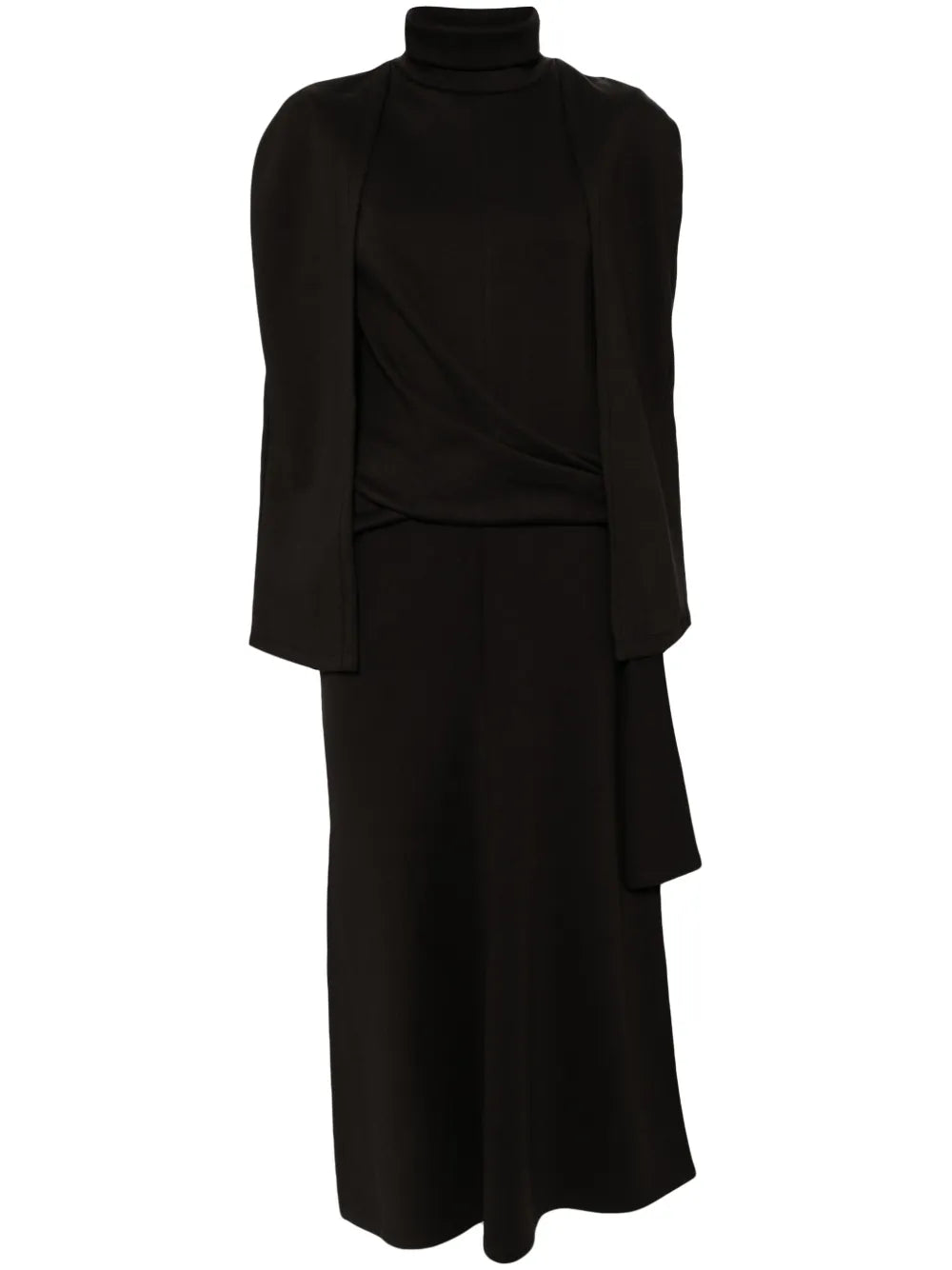 Knot Detailed Cape-Effect Dress