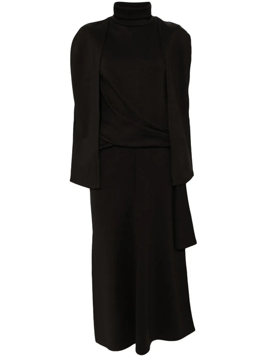 Knot Detailed Cape-Effect Dress