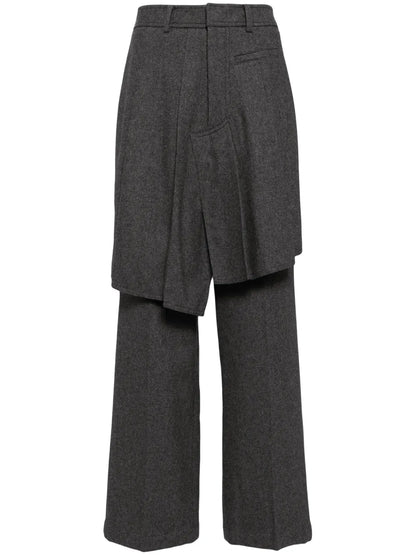 Asymmetric Pleats Detailed Straight Pants