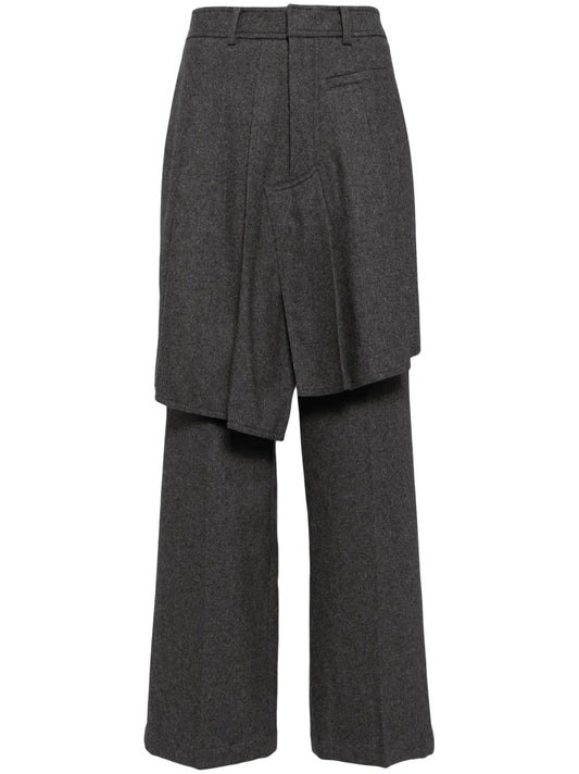 Asymmetric Pleats Detailed Straight Pants