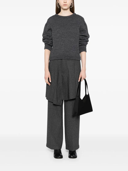 Asymmetric Pleats Detailed Straight Pants