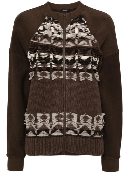 Contrast Zip-Up Cardigan
