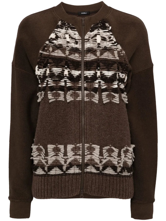 Contrast Zip-Up Cardigan